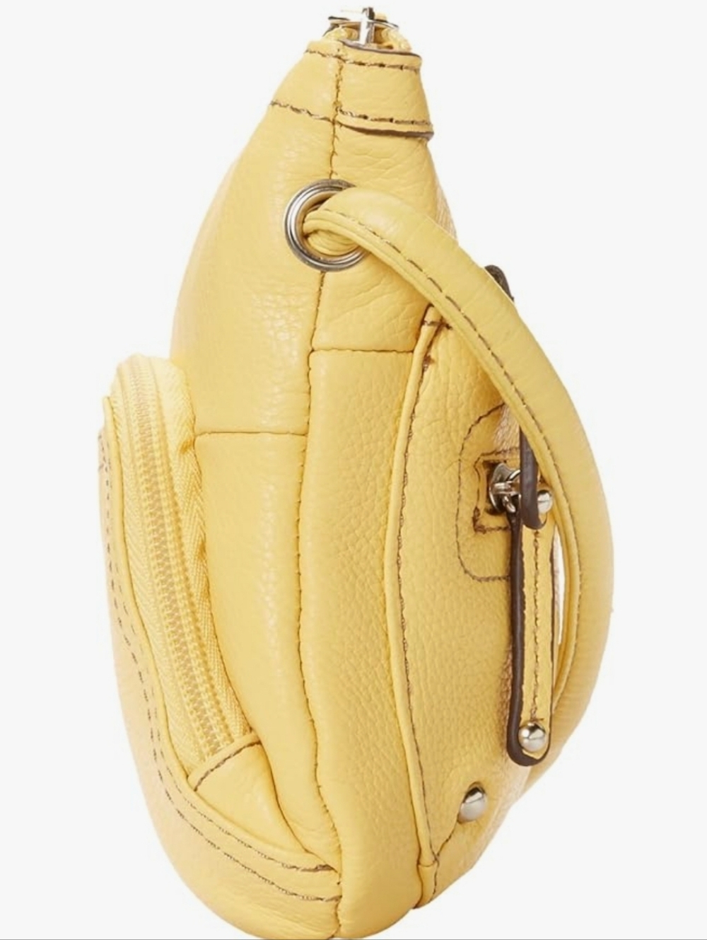 Tignanello Lined Pebbled Leather Butter Yellow Crossbody Bag Pockets Organizer - Picture 3 of 10
